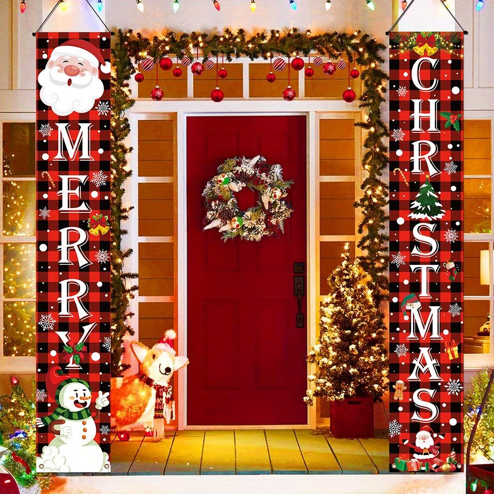 Merry Christmas Porch Sign 1 Pair Polyester Indoor Outdoor Decor