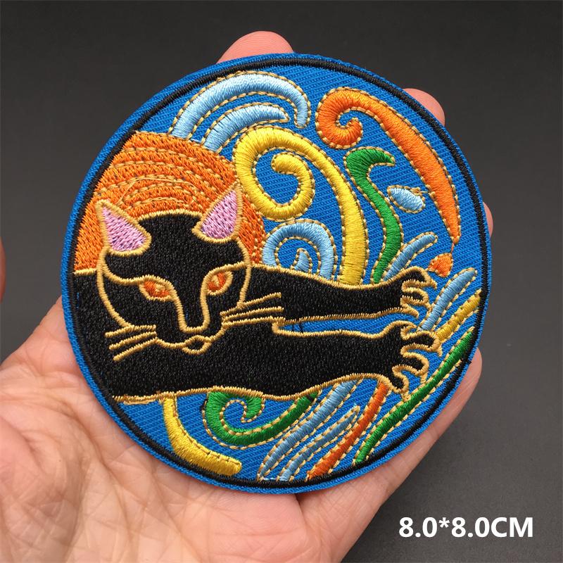 Embroidered Clothing Thermoadhesive Patches Iron-On Punk Landscape Embroidered Patches For Clothing Band Clorhing Stickers