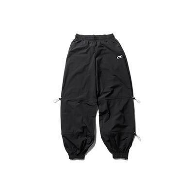 Li Ning AW20 Paris Fashion Week Series Solid Color Elastic Drawstring Casual Sports Pants Men Pants Black AYKP639-2