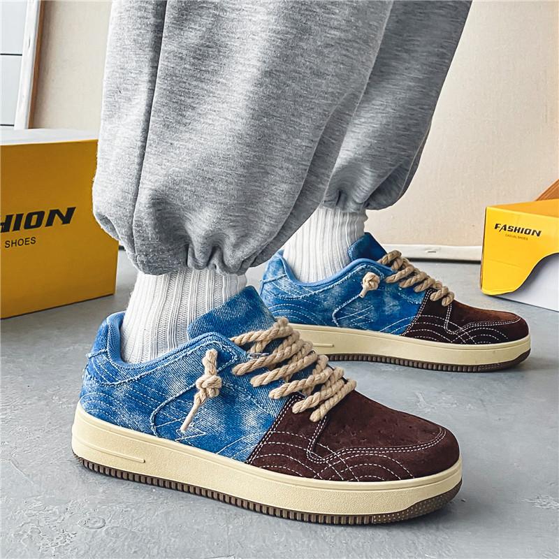 Spring Denim Board Shoes Student Fashion Casual Sports Shoes Street Trendy Men's Shoes Retro Trendy Shoes Cloth Shoes