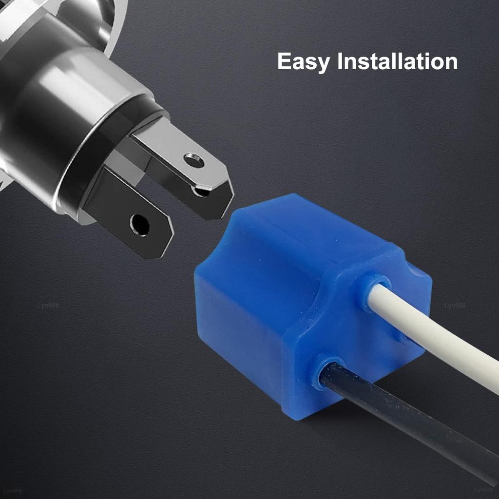 H4 Pigtail Headlight Socket H4 Connector Wiring Harness Female Plug 14AWG Ceramic H4 9003 Pigtail Connector (pack of 2)