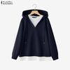 ZANZEA Women Casual Hoodies Long Sleeve Autumn Pullover Sweatshirt