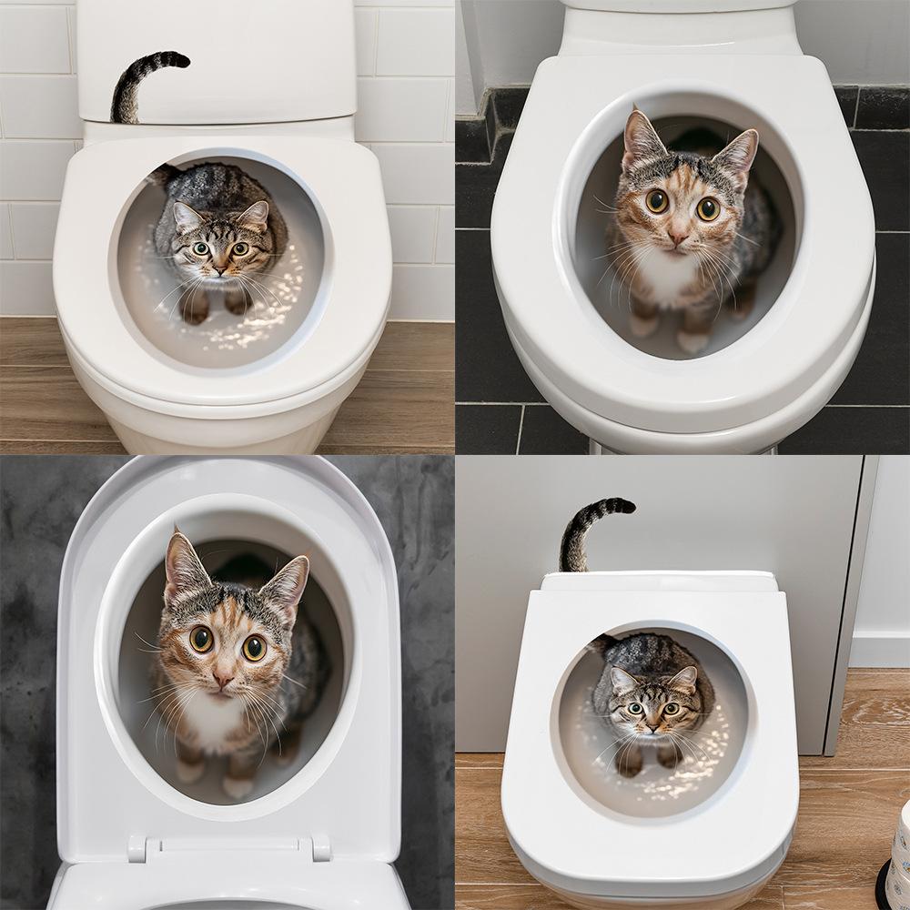 

Cartoon Cute Cat Bathroom Toilet Beautification Decorative Sticker 29*35CM/fun-m407
