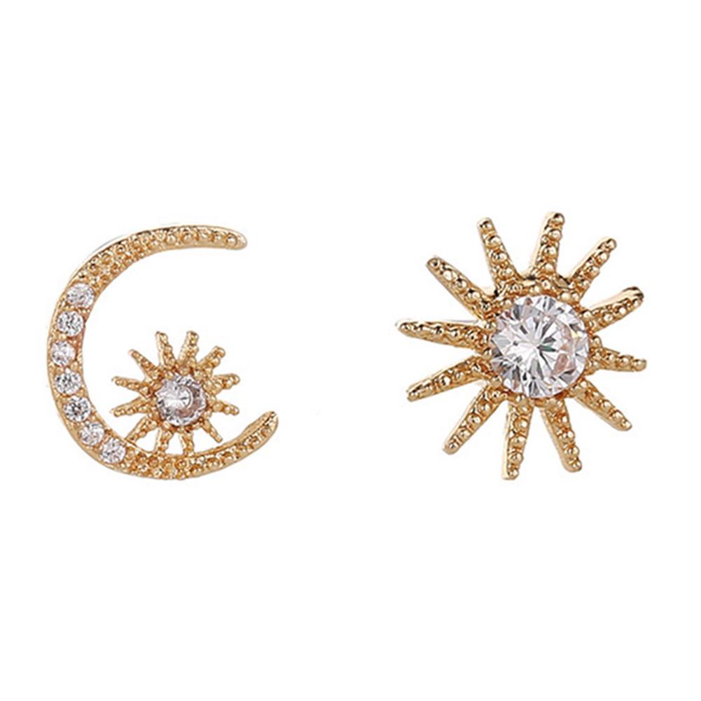 Women Chic Star Moon Asymmetry Ear Studs