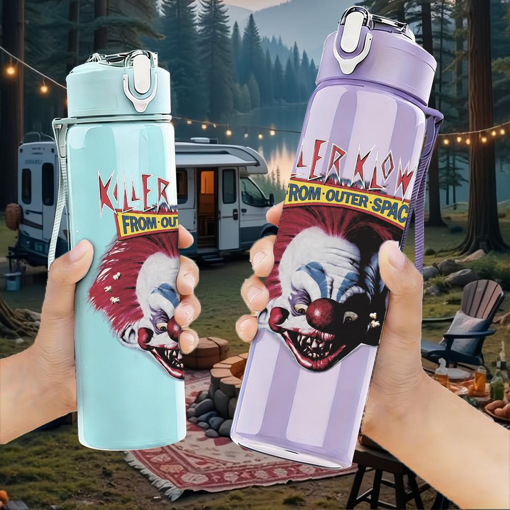 1PC Horror Clown Retro Skull Graphic Print 750ml Portable Sports Water Bottle Leakproof Gym Outdoor Travel Drink Cup