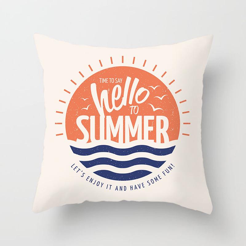 Retro Mediterranean Ocean Digital Print Peach Skin Pillow Cover Cushion Cover Wish Home Products Cushion Cover