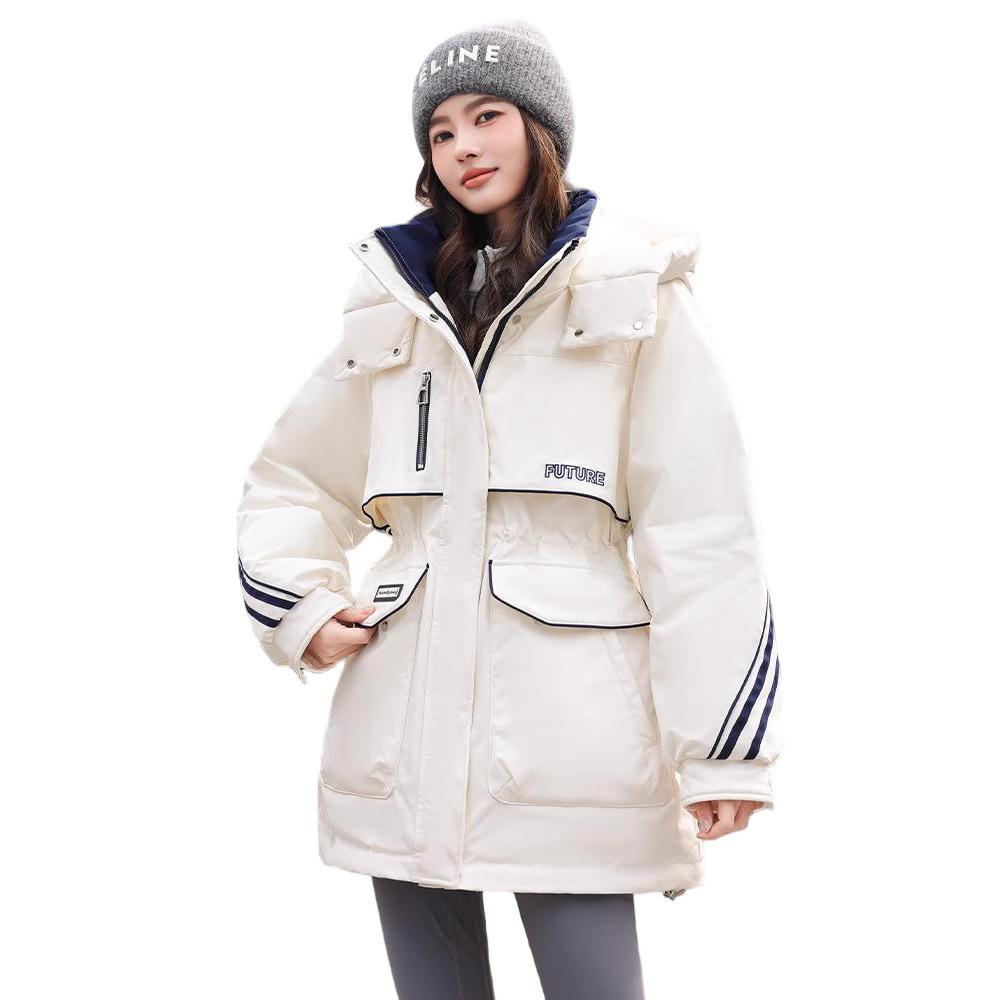 Hooded Color Matching Windproof Casual Loose Large Version Pie To Overcome Fashion Thickened Down Cotton-padded Coat