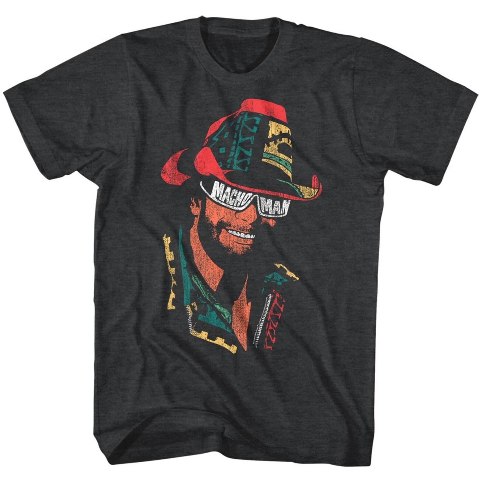 Macho Man Glasses Black Heather Adult T-Shirt S