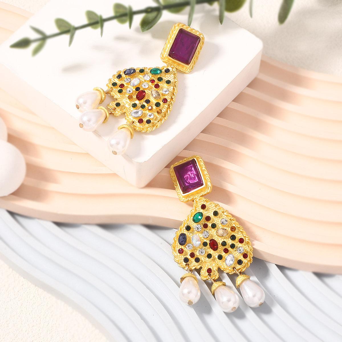 Модные винтажные винтажные преувеличенные преувеличенные изысканные серьги-кисточки из сплава с любовью, темпераментный банкетный стиль золотой