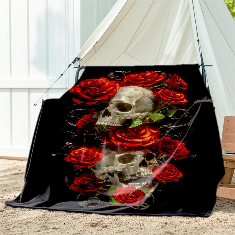 

1pc skull pattern blanket, all season lightweight home office outdoor nap multifunctional blanket 80cm x 120cm