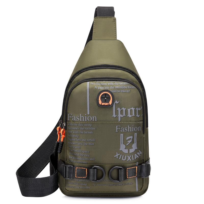 New breast bag trendy shoulder bag outdoor casual messenger bag waterproof and wear-resistant multi-functional Oxford cloth chest bag