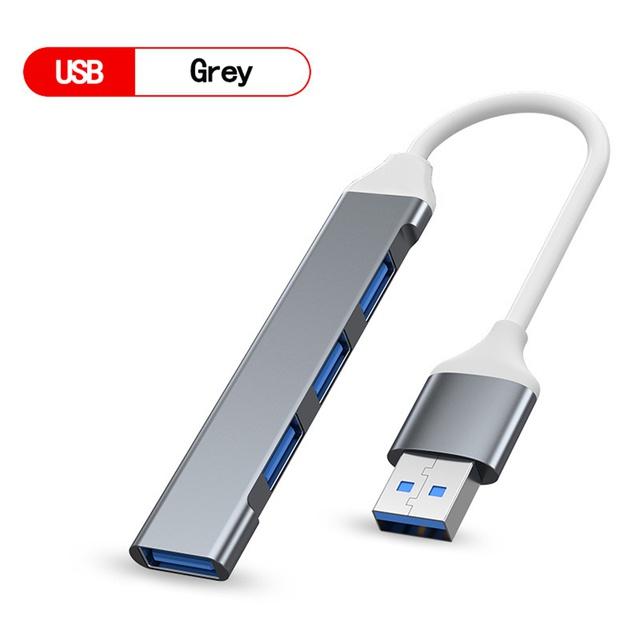 

4-портовый USB 3.0 USB-концентратор высокоскоростной тип c-разветвитель 5 Гбит/с для ПК компьютерные аксессуары многопортовый концентратор 4 порта 2.0 USB3.0 Grey