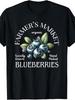 Farm Fresh Harvest Blueberries Farmer's Market Tee TShirtRetro Casual Short-sleeved T-shirt with a Round Neck and Printe