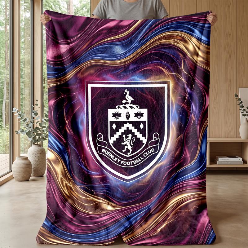 Burnley Football Print Flannel Blanket, Soft Warm Lightweight Throw Blanket for Sofa Bed Camping