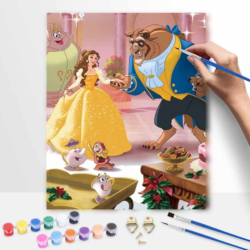Disney Beauty and The Beast oil painting art set handmade diy gift home decoration