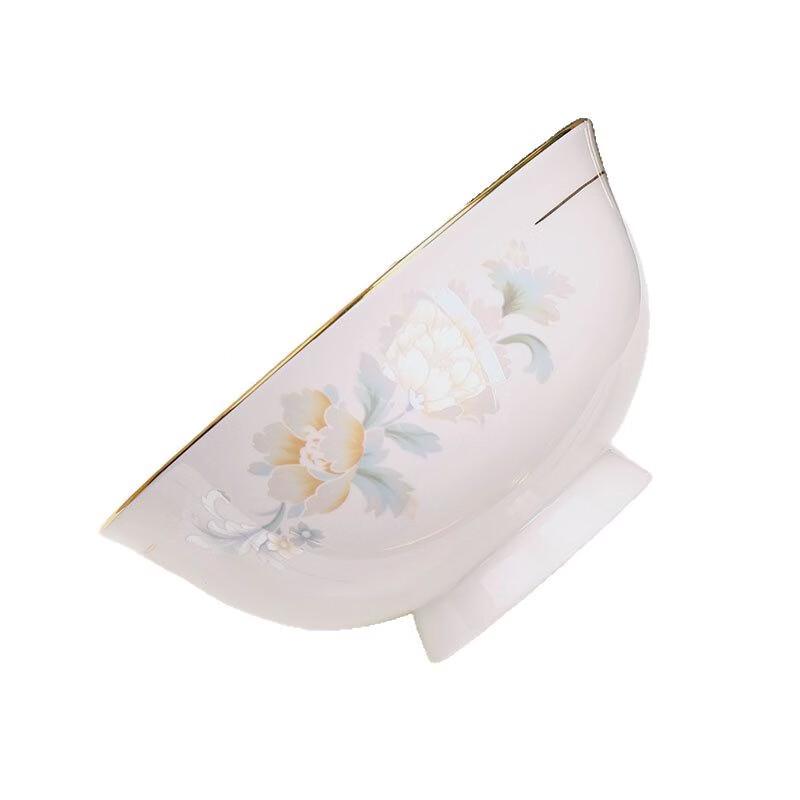 Elegant Gold-Painted Ceramic High-Foot Bowls