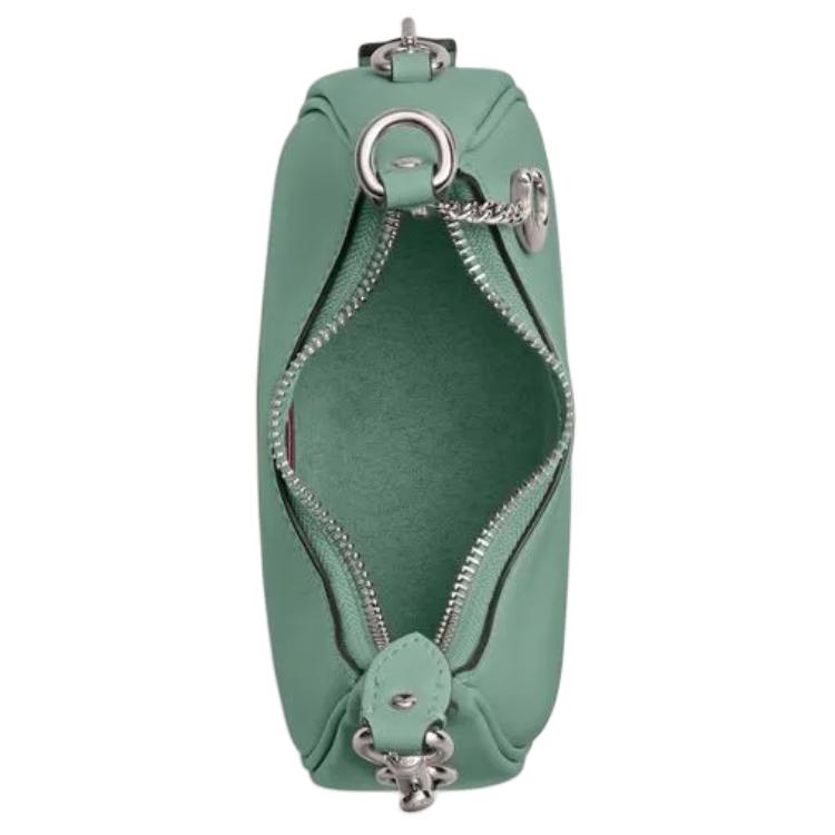 Coach Jonie 15 Removable Adjustable Shoulder Strap Zipper Closure Leather Crescent Bag Mini Women Handbags Sea-Blue CR508-LHAQM