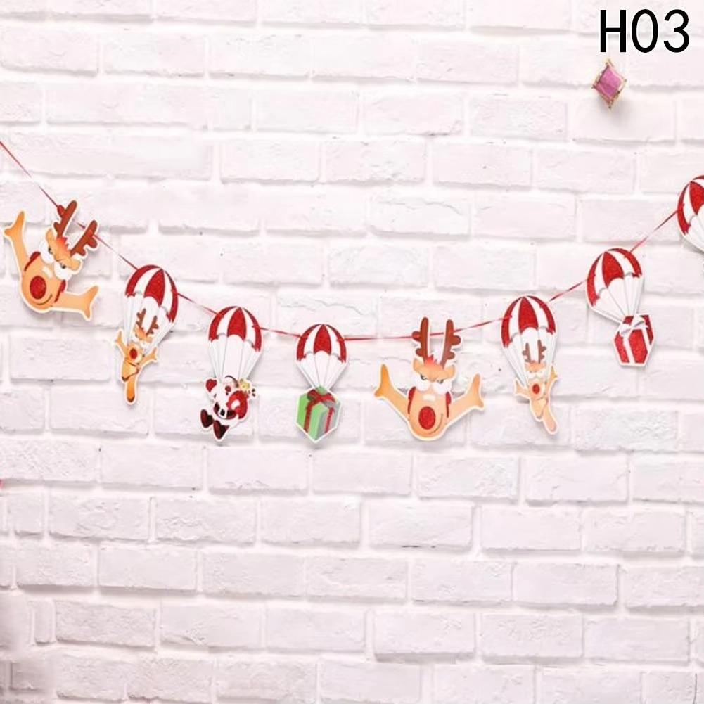 1 Pcs New Cartoon Pull Flag Christmas Flag Christmas Decoration Supplies Birthday Wedding Decoration Hanging Flag