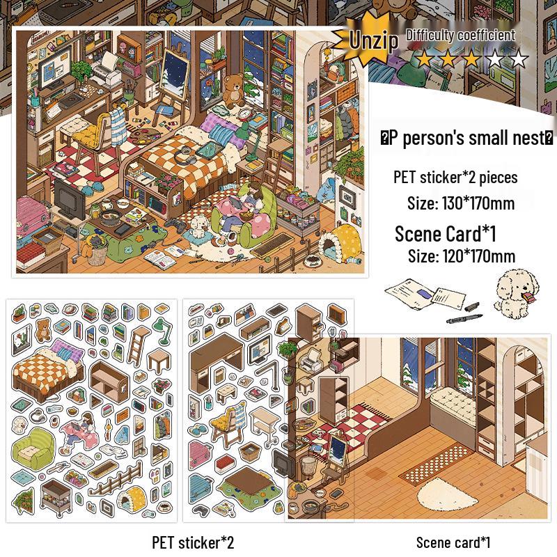 Infeelme 2.5D Miniature Scene Stickers: My Little House Series 15