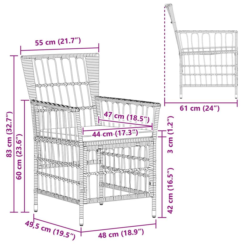 Garden Chairs 4 pcs Grey Poly Rattan