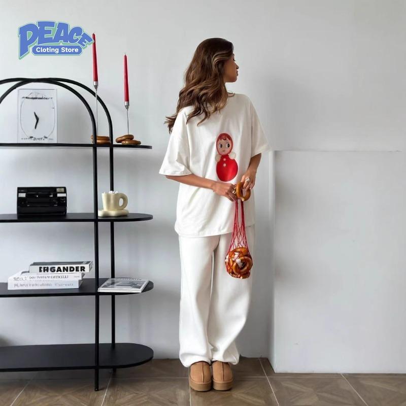 Retro Russian Nesting Doll Printed T-shirt Women's Clothing 100% Pure Cotton T-shir Summer Fashion Casual Comfy Short Sleeve Top