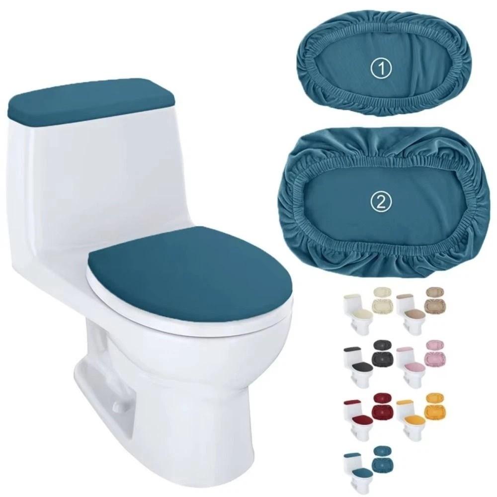 2Pcs/Set Thickened Toilet Seat Cover Solid Color WC Cover Toilet Dust Cover Home Bathroom