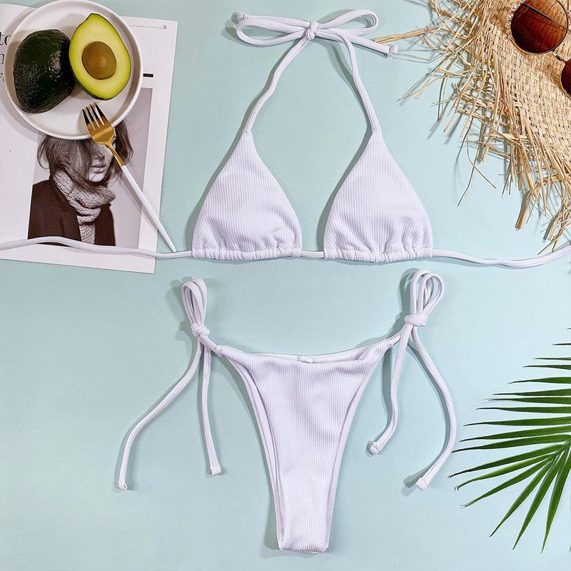 

Европейский и американский женский однотонный сексуальный купальник бикини - Пляжная одежда Small белый