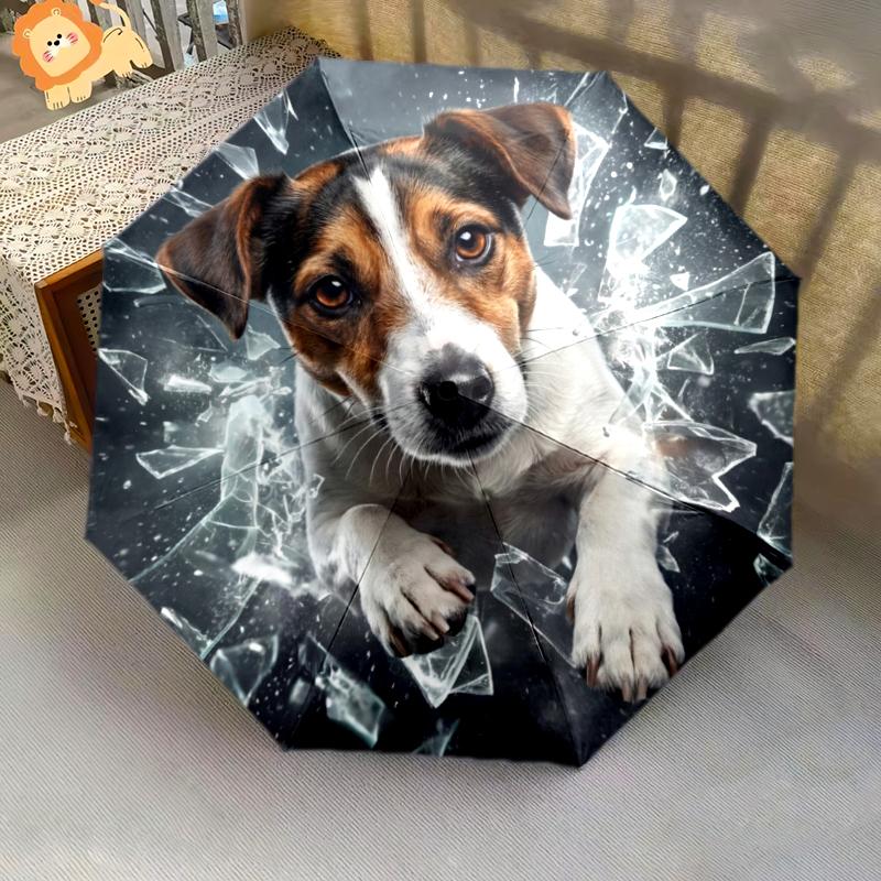 1 PC Automatic Folding Umbrella - Cute Pet Puppy Pattern, Portable & Foldable Design with 8 Ribs, Christmas Birthday Gifts
