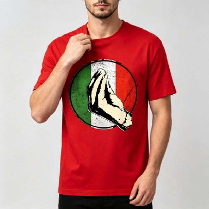 Unisex 100 Cotton O Neck T Shirt Italy Flag Circle Hand Gesture Vintage Graphicpride Casual Male Short Sleeve Tee Tops