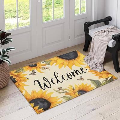 Sonnenblume Floral Fußmatte Willkommensmatte Türvorleger Eingang Küchenmatten Für Boden Teppich Für Badezimmer Bodenmatte Heimdekoration