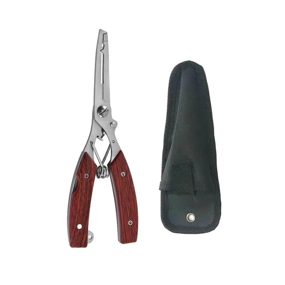 Lure Pliers Camo Curved Nose Stainless Steel Scissors Control Fish Pliers With Knife Open Steel Ring Cutting Line Fishing Tools
