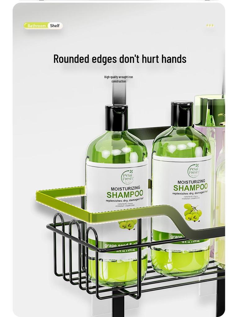 Punch-Free Bathroom Storage: Door & Wall-Mounted Rack for Showers and Washstands