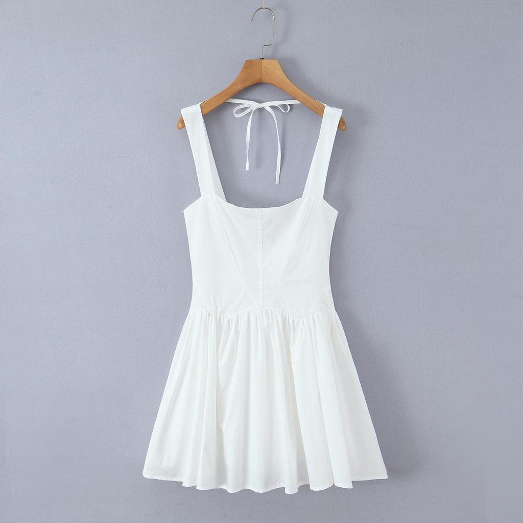 Französisches Reines Verlangen Scharfes Mädchen Quadratischer Ausschnitt Rüschen Camisole Kleid - Sommer 2026 Taillenbetontes A-Linien Kurzes Kleid