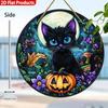 2D Flat Pendant, 2D Flat Design of Black Cats and Pumpkins, Perfect for Porches, Windows, Gardens and Living Room Gifts
