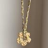 Ins Blogger Gold Flower Braided Necklace, Retro Long Versatile Sweater Chain Clavicle Choker