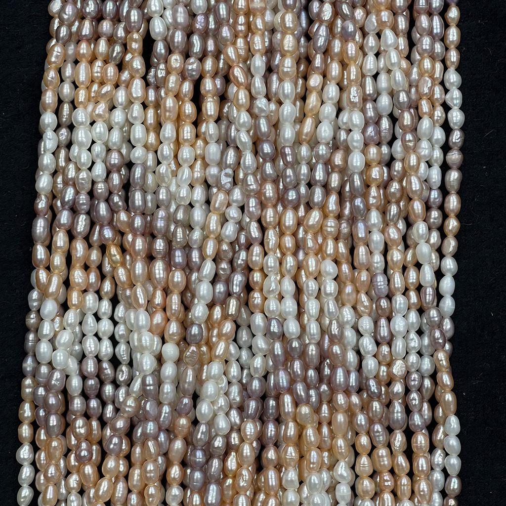 5-6mm Multicolor Rice Natural Freshwater Pearl Strand 36cm Loose Beads for DIY Necklace Jewelry Making