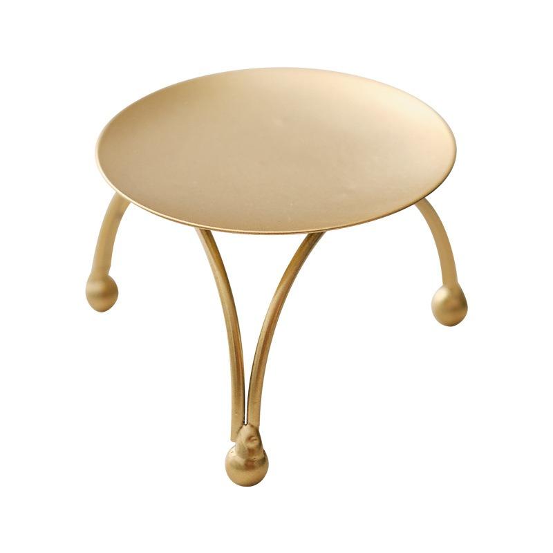 Round Golden Scented Candle Tray, Home Ironwork Decorative Item, Small Candlestick