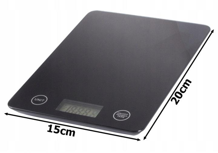 Waga Kuchenna Elektroniczna Lcd Do 5Kg Od 1G Szklana Czarna Domowa Płaska