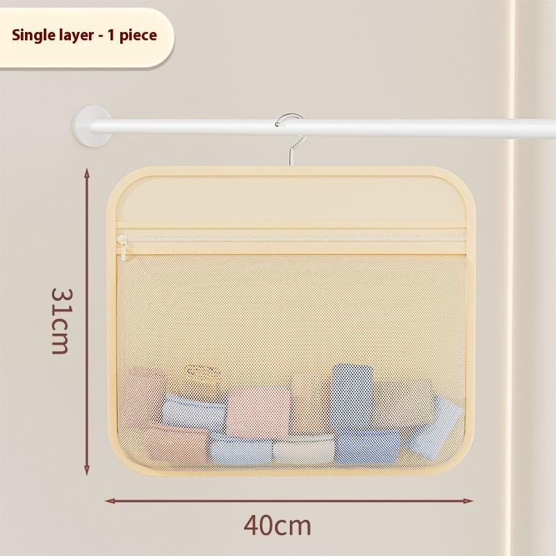 Mesh Storage Hanging Bag With Hook Multi Layer Breathable Pockets Bedroom Wardrobe Lingerie Pocket Organizer For Clothes Socks