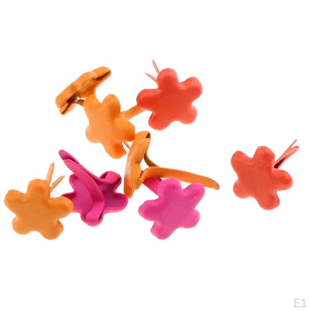 100 Pieces 7.5mm Multi-color Flower Metal Brads for Scrapbooking Card Making DIY Craft