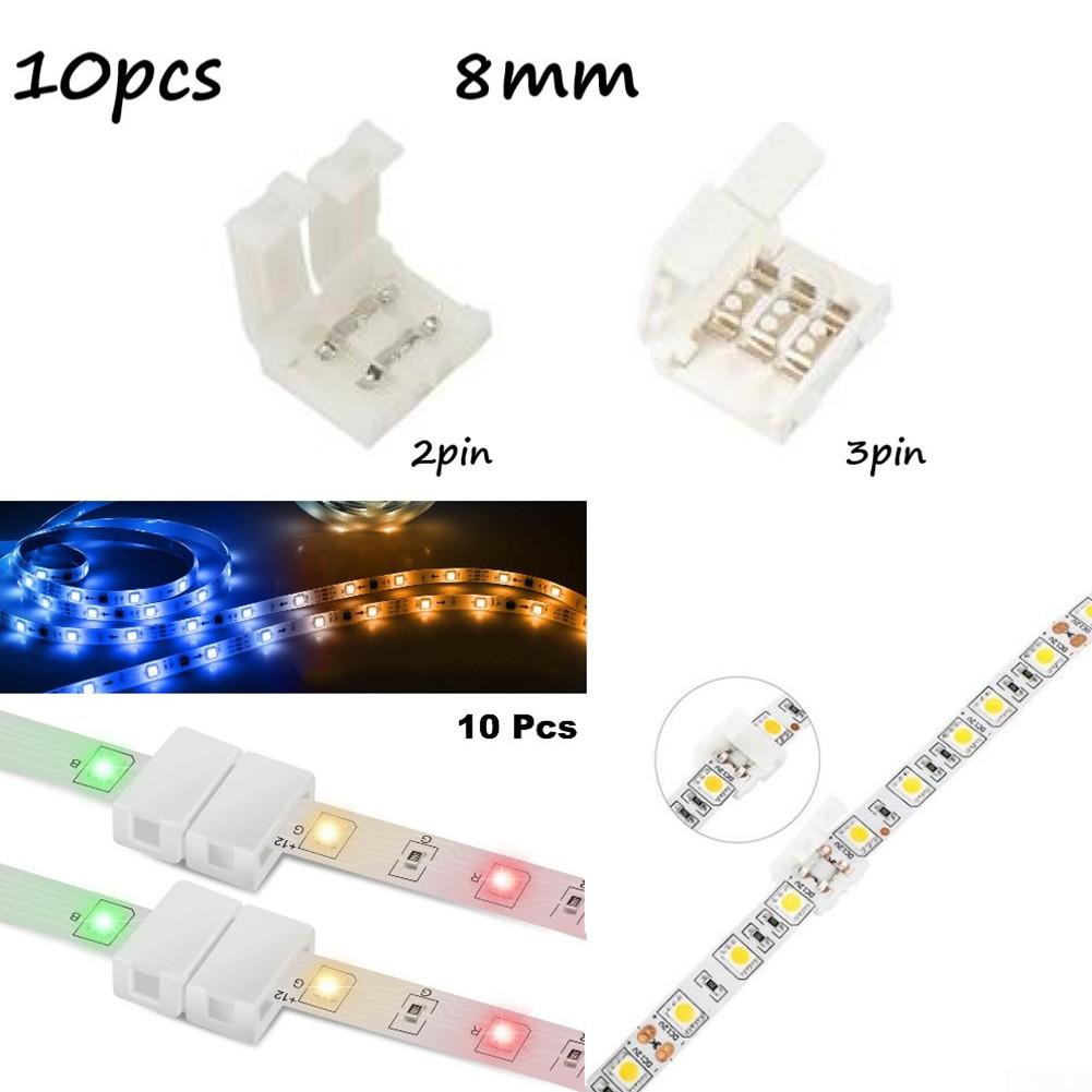

Беспрепятственное подключение светодиодных лент, 10 шт., 2/3-контактные разъемы 8 мм, без пайки 3Pin