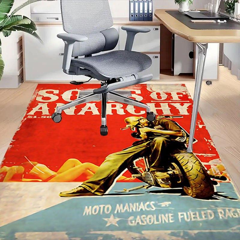 1pc Sons of Anarchy Themed Office Carpet Chair Mats - Durable Polyester Rug for Home Theater, Office, Dorm Room Decor - tA26