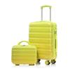 14"/20" 2-Piece PC Spinner Suitcase Set with Combination Lock & 14" Cosmetic Bag (Green)