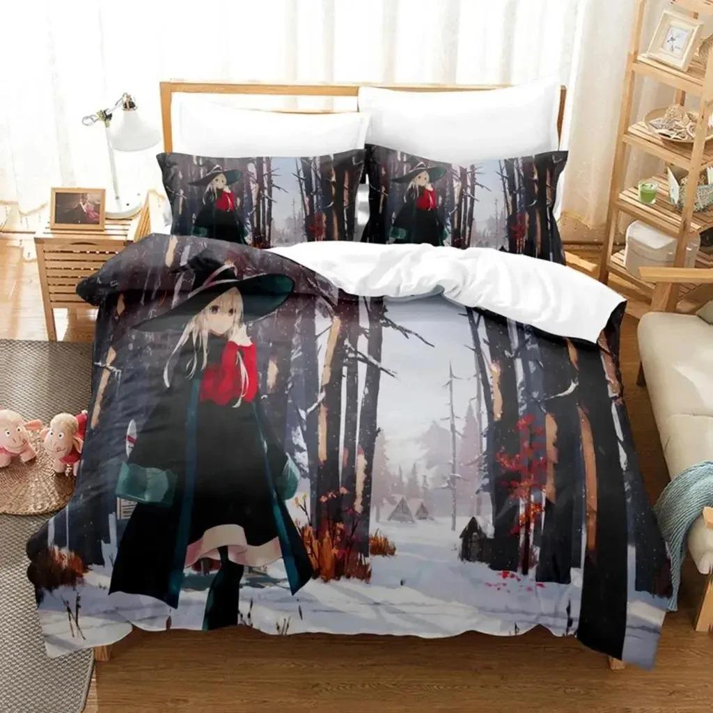 Anime Wandering Witch Journey Of Elaina Bedding Set BoysGirls Twin Queen Size Duvet Cover Pillowcase Bed Kids Adult Customizable