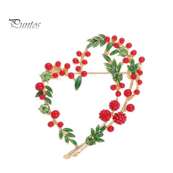 Vintage Oil Drop Mimosa Fruit Brooch Love Wreath Corsage Shiny Rhinestones Clothes Hat Badge Mother Day Gift