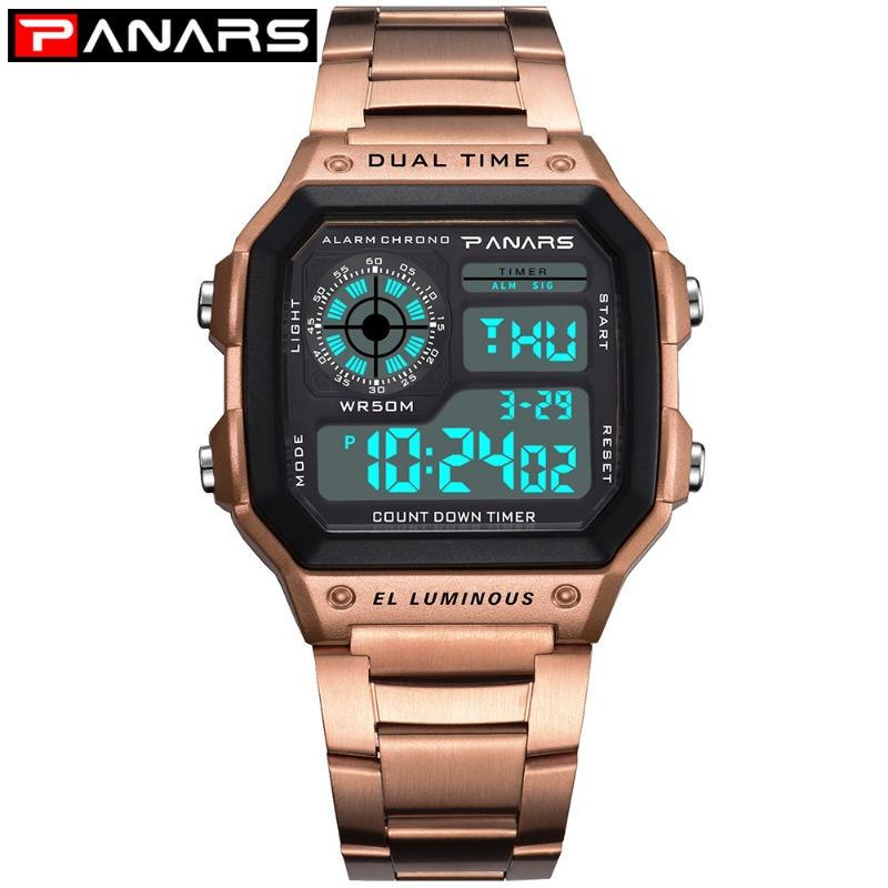 New Top Brand Square Classic Retro Waterproof Multifunctional Sports Electronic Watch Square Fashion Electronic Watch Luminous Alloy Watch