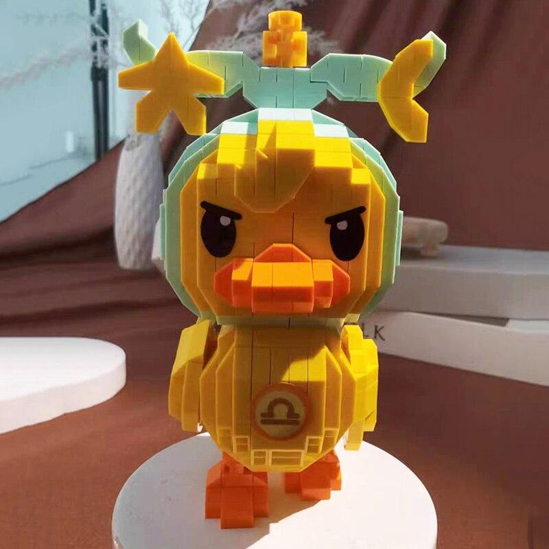 97057 Zodiac Libra Duck Animal Constellation Pet Doll Model DIY Mini Diamond Blocks Bricks Building Toy for Children No Box