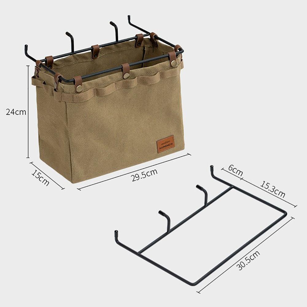Canvas Table Side Storage Bag Foldable Portable Camping Canvas Bags Large Capacity Picnic Tableware Organizer Bag Picnic