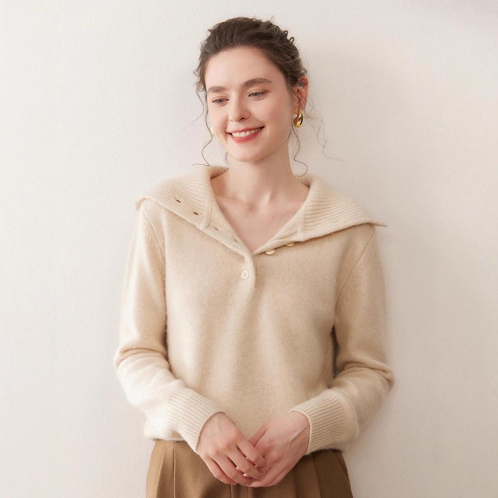 Women's High Neck Cashmere Sweater - Thick, Loose, and Casual Pullover