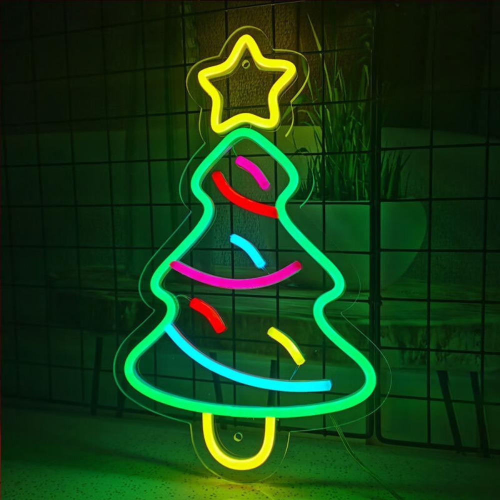 Multicolor Christmas Neon Sign USB Powered Vibrant LED Light Christmas LED Neon Light Light Up Design Plug-and-Play